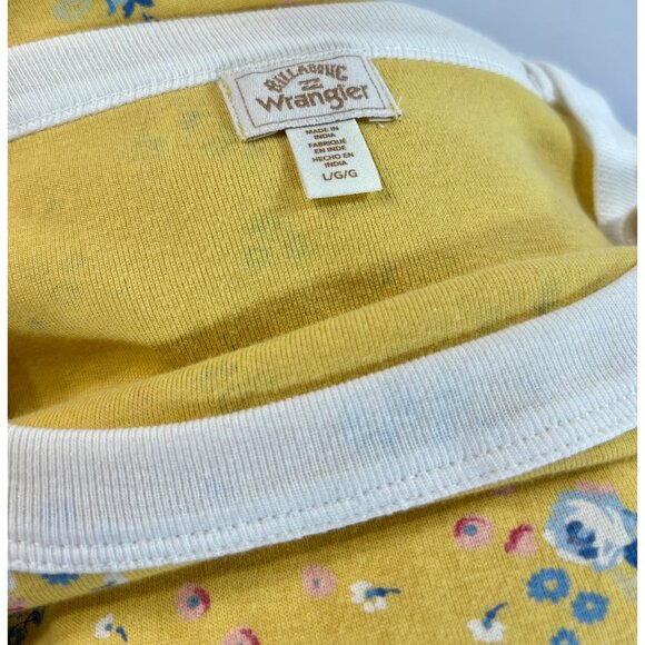 BILLABONG WRANGLER The Ringer Tank Top Sz L Yellow Floral Printed Organic Cotton - Picture 7 of 9
